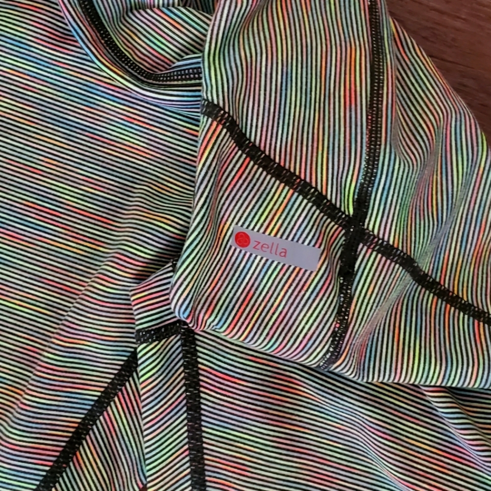 Zella Neon Striped Rainbow Leggings Capri